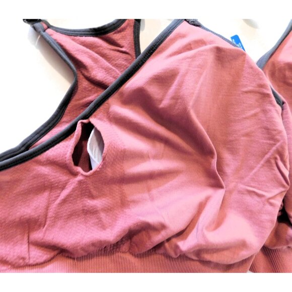 Reebok Sports Bra Racerback 2XL Pink Gray Trim Adjustable Straps Removable Pads - Picture 7 of 8
